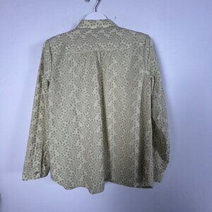 J. Jill Womens Medium Paisley Embroidered Button-Up Long Sleeve Shirt Medium